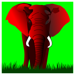 Elephant red on green