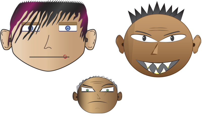 Emo, Punk, Angry Face Vectors