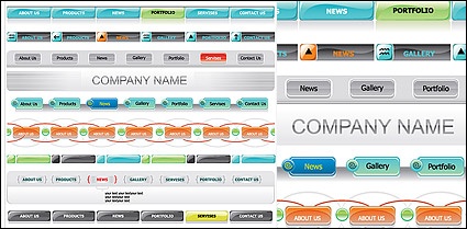 eps format, including jpg preview, keyword: Vector web site navigation bar, menus, buttons, icons, web ...