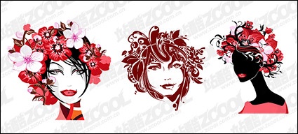 Fashion female flower head vector material