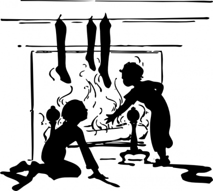 Fireplace With Christmas Stockings clip art