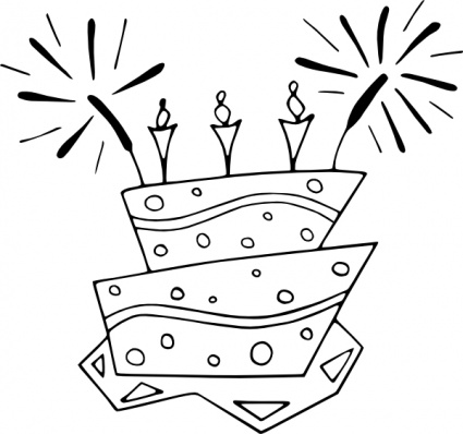 Flat_cake_bw clip art