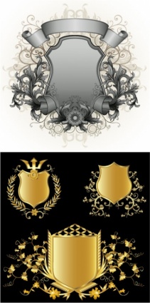 Floral silver and gold shields