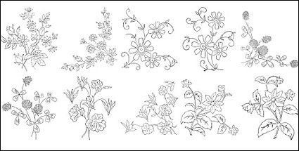 Flower type of line drawing vector diagram-5