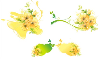 Flowers leaves water stains mosaic vector material