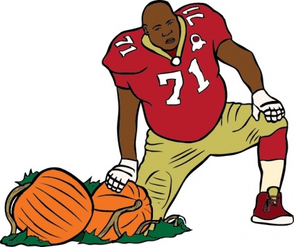 Football Player With Pumpkin clip art