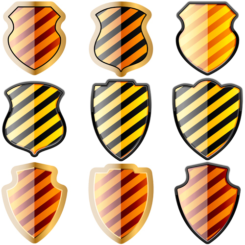 Free set of of shields in black and yellow stripes