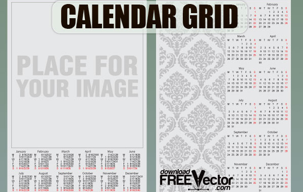 Free Vector Calendar Grid Template