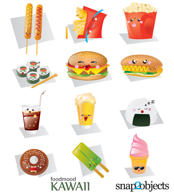 Free Vector Kawaii Fast Food