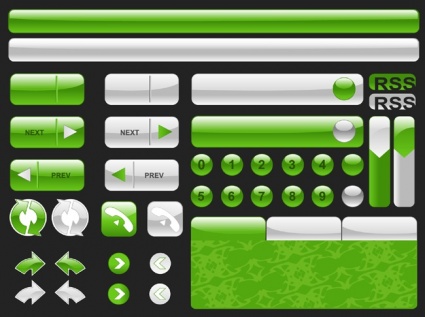 Free vector of green icon set and elements of web page.