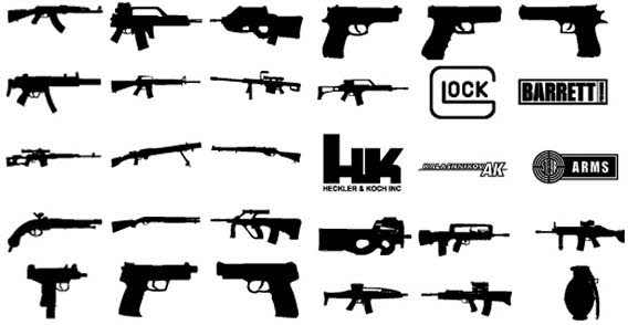 Free vector set of weapon - Guns