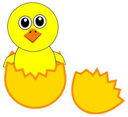 Funny Chick Cartoon Newborn Coming Out from the Egg