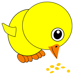 Funny Chick Eating Bird Seed Cartoon