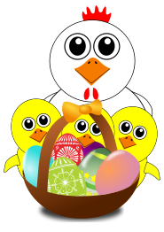 Funny Chicken and Chicks Cartoon Easter