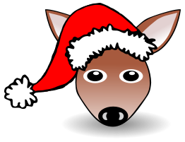 Funny Fawn Face Brown Cartoon with Santa Claus hat