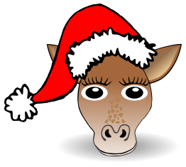 Funny Giraffe Face Cartoon with Santa Claus hat