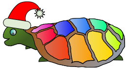 Funny turtle with santa hat