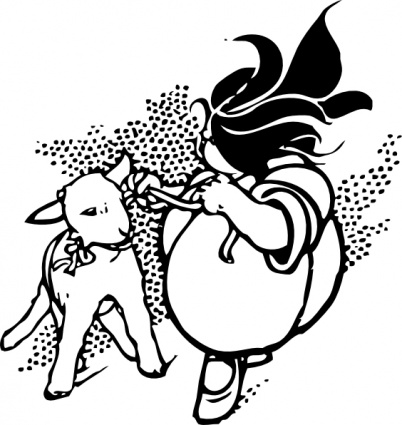 Girl And Lamb clip art