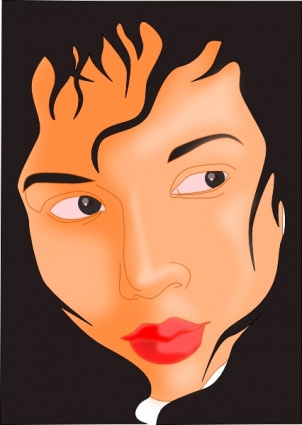 Girl Face In Black Frame clip art