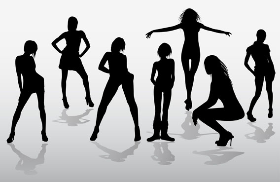 Girls silhouettes free vector