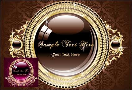 Gold circular border pattern vector