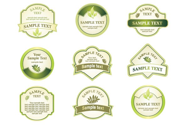 Green Bottle Vector Labels