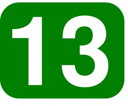 Green Rounded Rectangle With Number 13 clip art