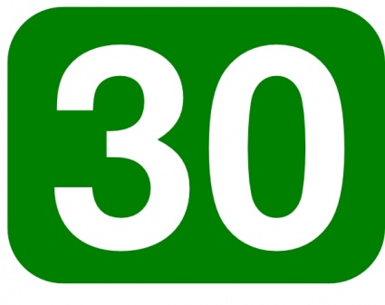 Green Rounded Rectangle With Number 30 clip art