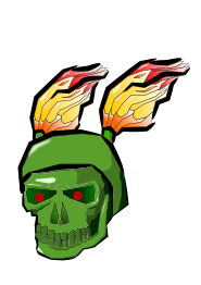 Green Skull with Flames