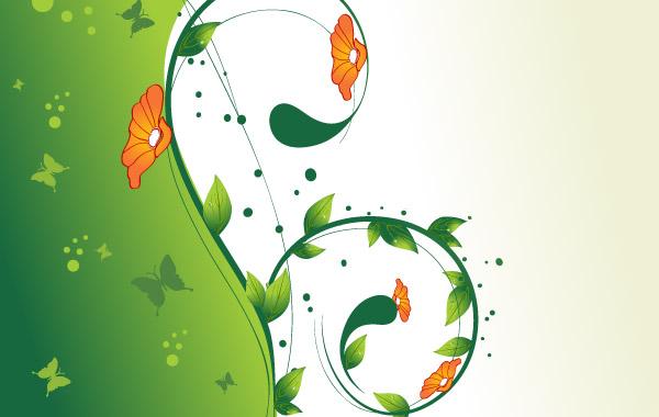 Green Swirl Floral Vector illustration 2