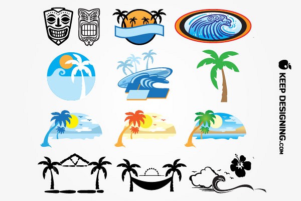 Hawaiian Beach Vector Elements