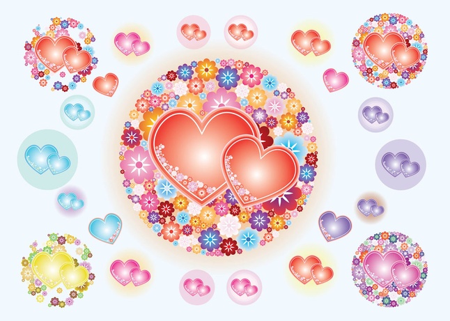 Heart Flowers Vectors