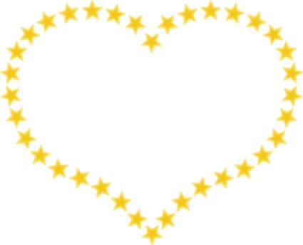 Heart Shaped Border With Yellow Stars clip art