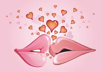 Hearts and sexy lips vector