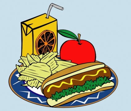 Hotdog Apple Juice Chips Mustard clip art