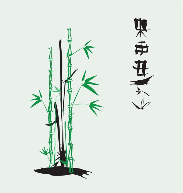 Ink bamboo vector