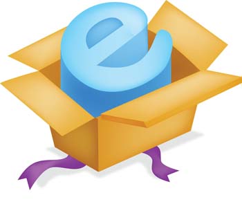 Internet Explorer in a box vector