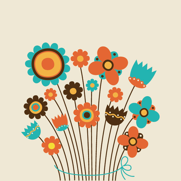 Kids Drawn Vector Flowers