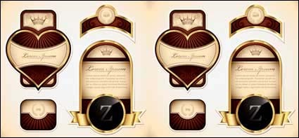 Labels on Wine Bottle Gold Rimmed Vector