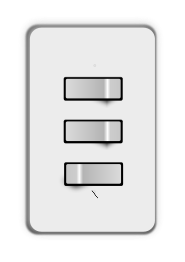 Light switch, 3 switches (two off)