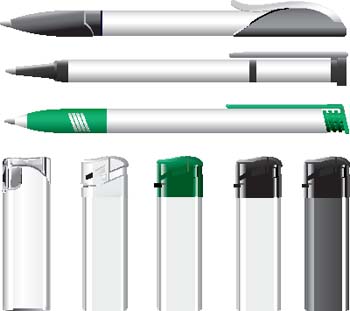 Lighters and pens vector