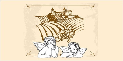 Line drawing Cupid and Eros Manor vector material