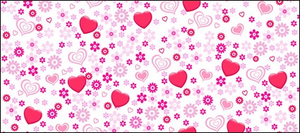 Lovely heart-shaped flowers vector background material