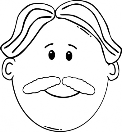 Man Face World Label Outline clip art