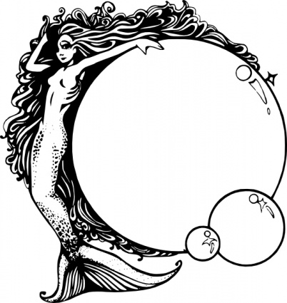 Mermaid With Bubbles clip art