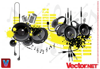 Music equipement vector - microphone vector, headset vector, audio vector earphone vector