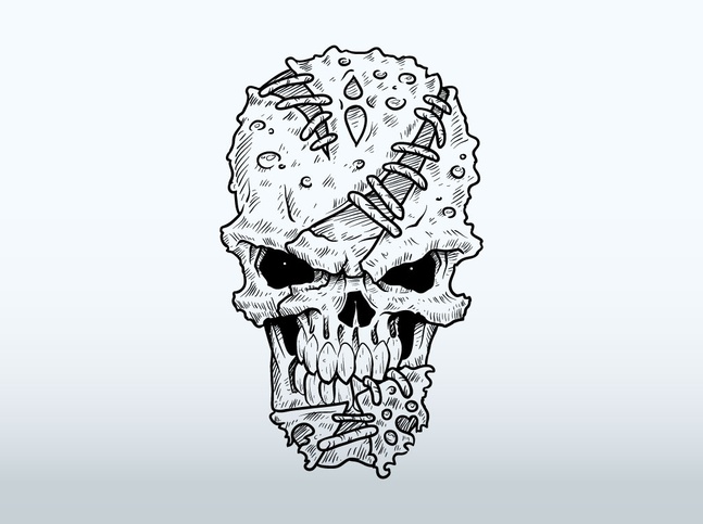 Mutant Skull Drawing