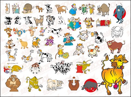 N many cartoon cow vector material