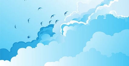 Nature birds silhouettes sky clouds free vector