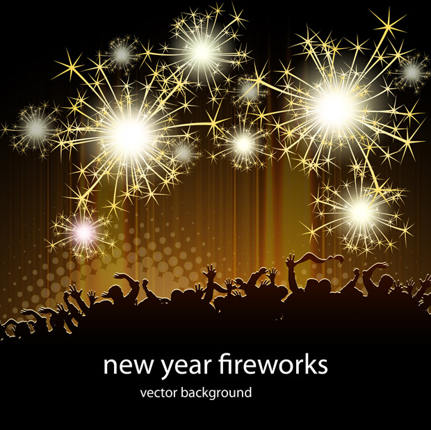 New Year Fireworks Vector Graphic